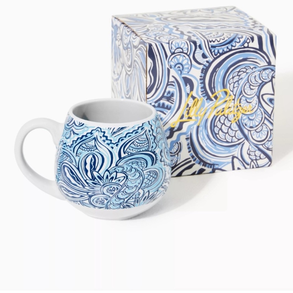 Lilly Pulitzer Resort White Give It A Whirl Ceramic Mug Blue Pasiley